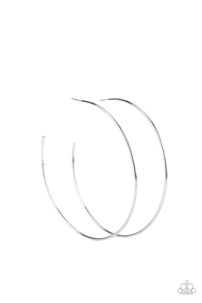 Colossal Couture - Silver Post Hoop Earring-Paparazzi - The Sassy Sparkle