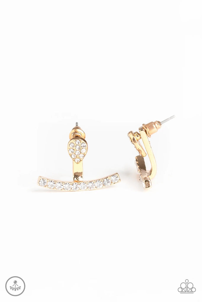 Glowing Glimmer - Gold Post Jacket Earring-Paparazzi