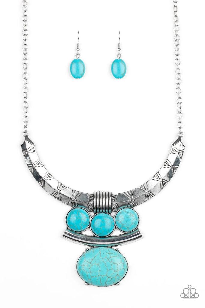 Commander In Chiefette - Blue Stone Necklace-Paparazzi