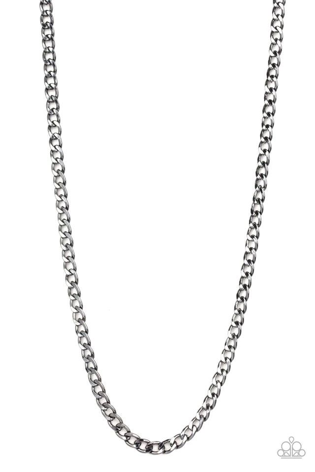 Delta - Black Gunmetal Urban Necklace-Paparazzi - The Sassy Sparkle