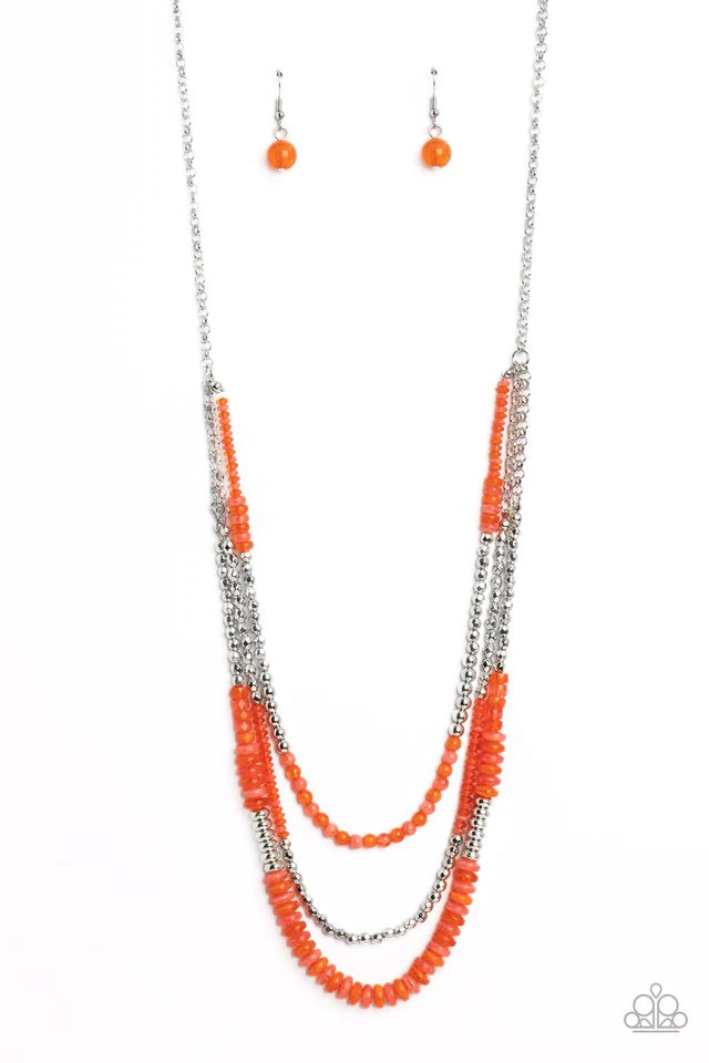 Newly Neverland - Orange Necklace-Paparazzi