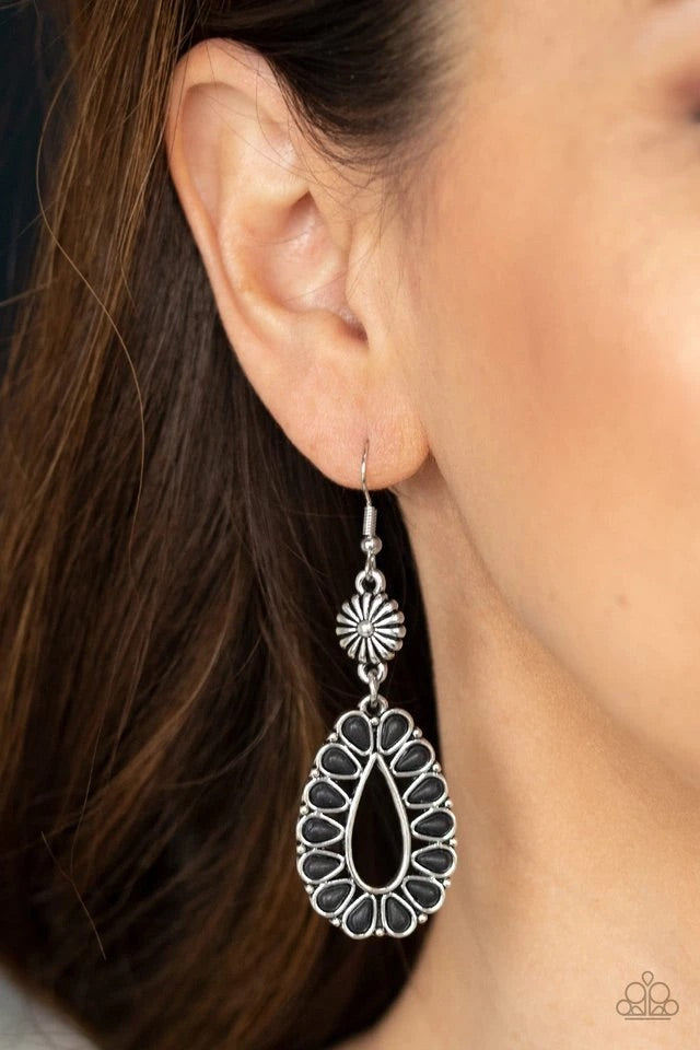 Stone Orchard - Black Stone Earring-Paparazzi