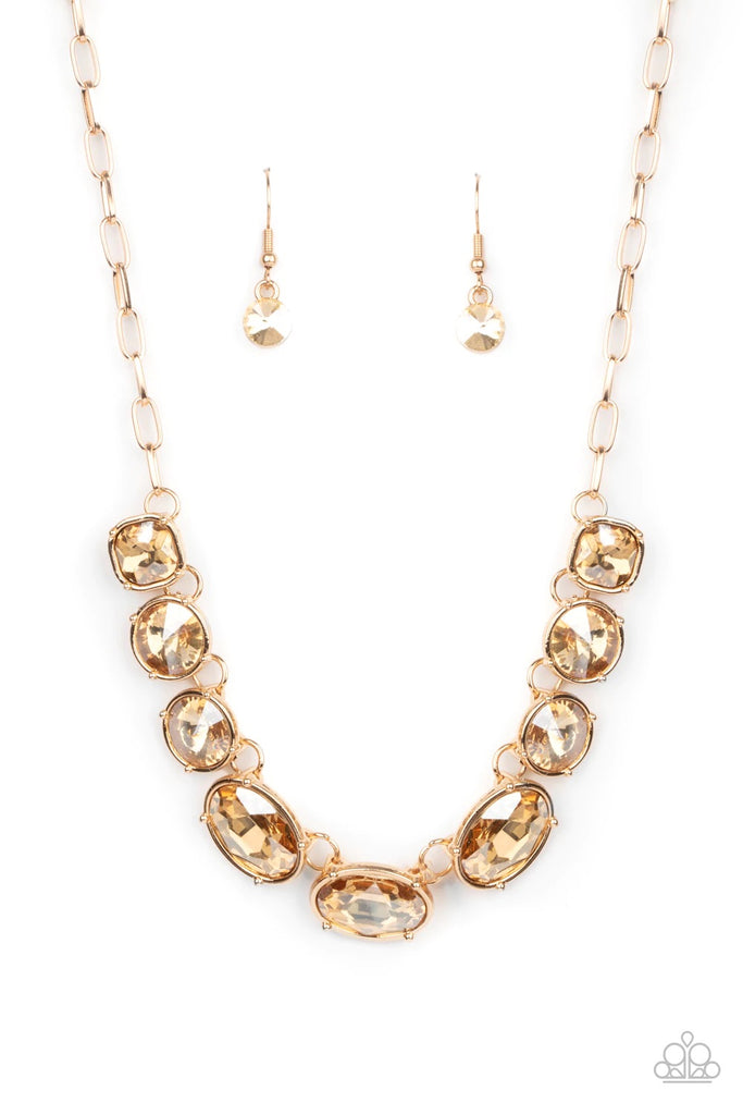 Gorgeously Glacial - Gold Necklace-Paparazzi - The Sassy Sparkle