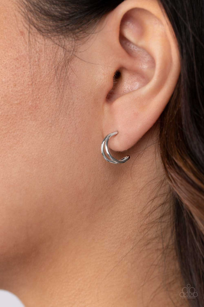 Charming Crescents - Silver Post Hoop Earring-Paparazzi - The Sassy Sparkle