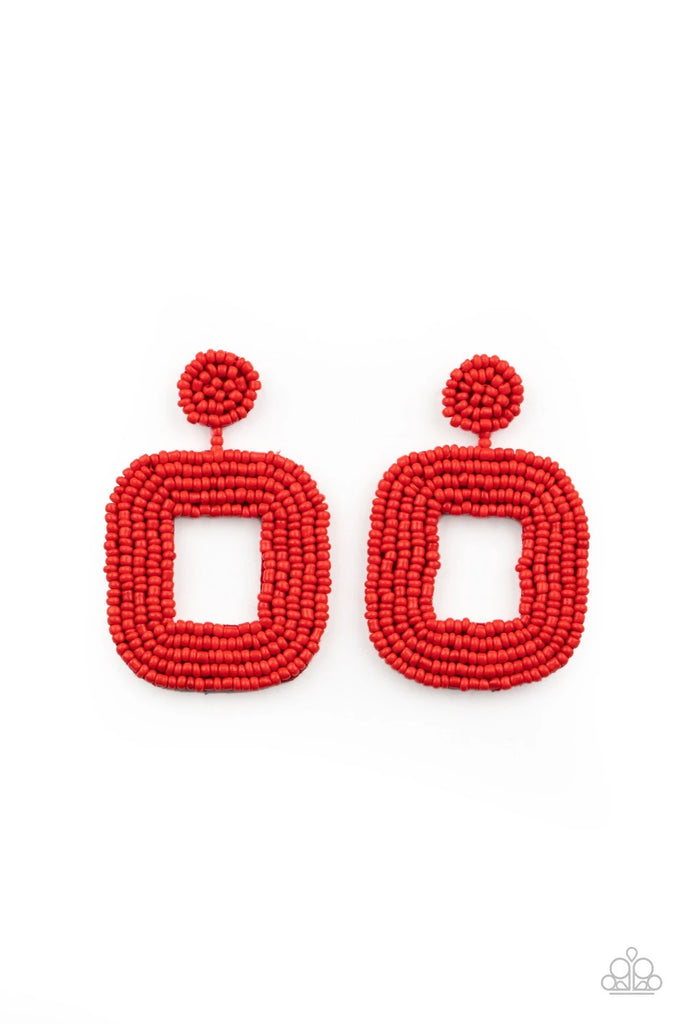 Beaded Bella - Red Seed Bead Post Earring-Paparazzi - The Sassy Sparkle