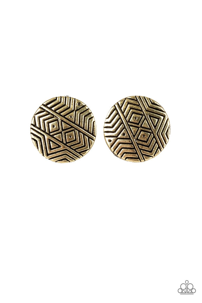 Bright As A Button - Brass Post Earring-Paparazzi - The Sassy Sparkle