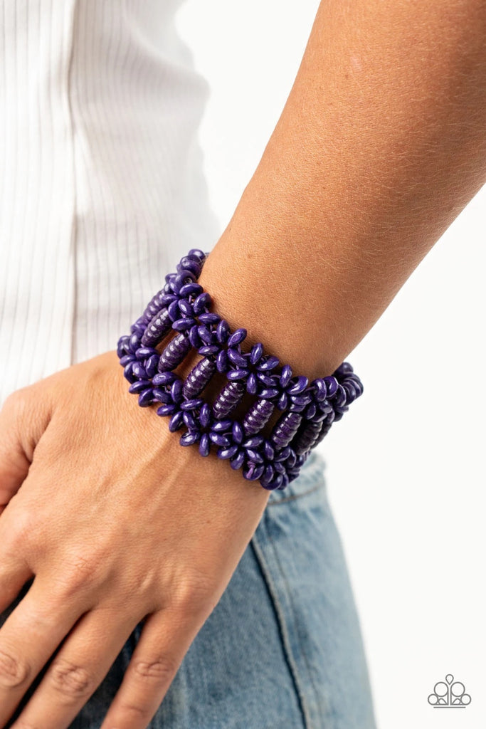 Fiji Flavor - Purple Wood Bracelet-Paparazzi