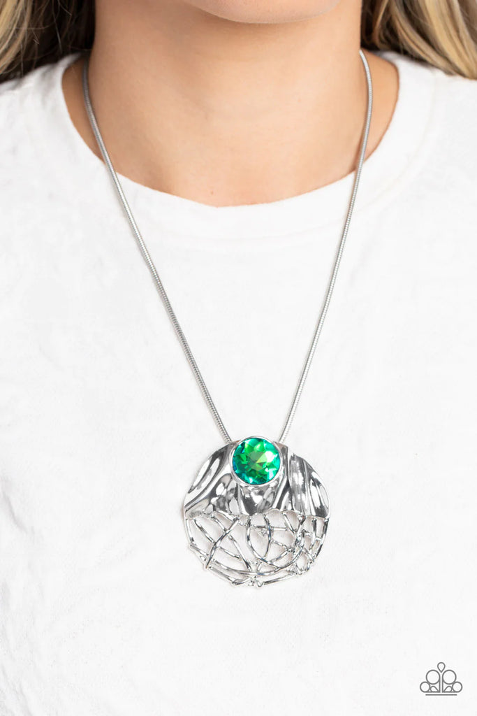 Lush Lattice - Green Necklace-Paparazzi - The Sassy Sparkle