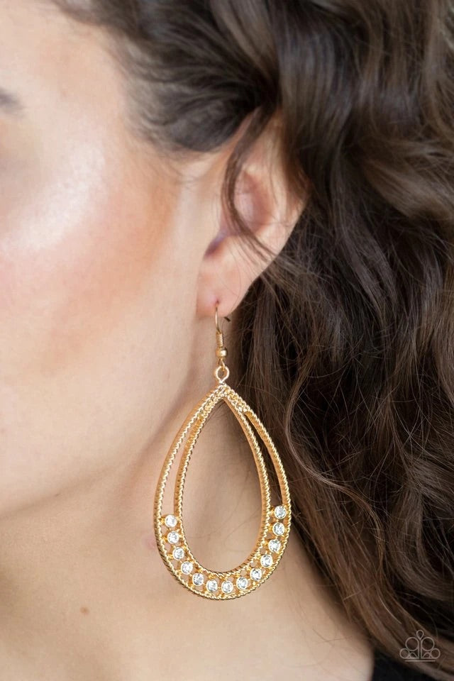 Glitz Fit - Gold Earring-Paparazzi