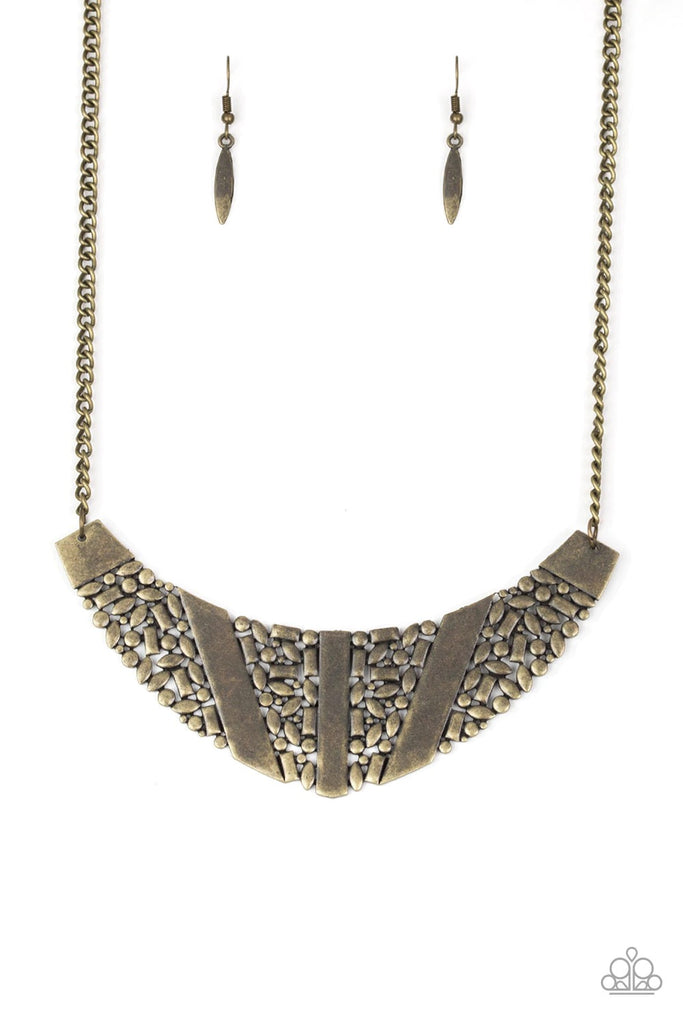 Terra Trailbreaker - Brass Necklace-Paparazzi - The Sassy Sparkle