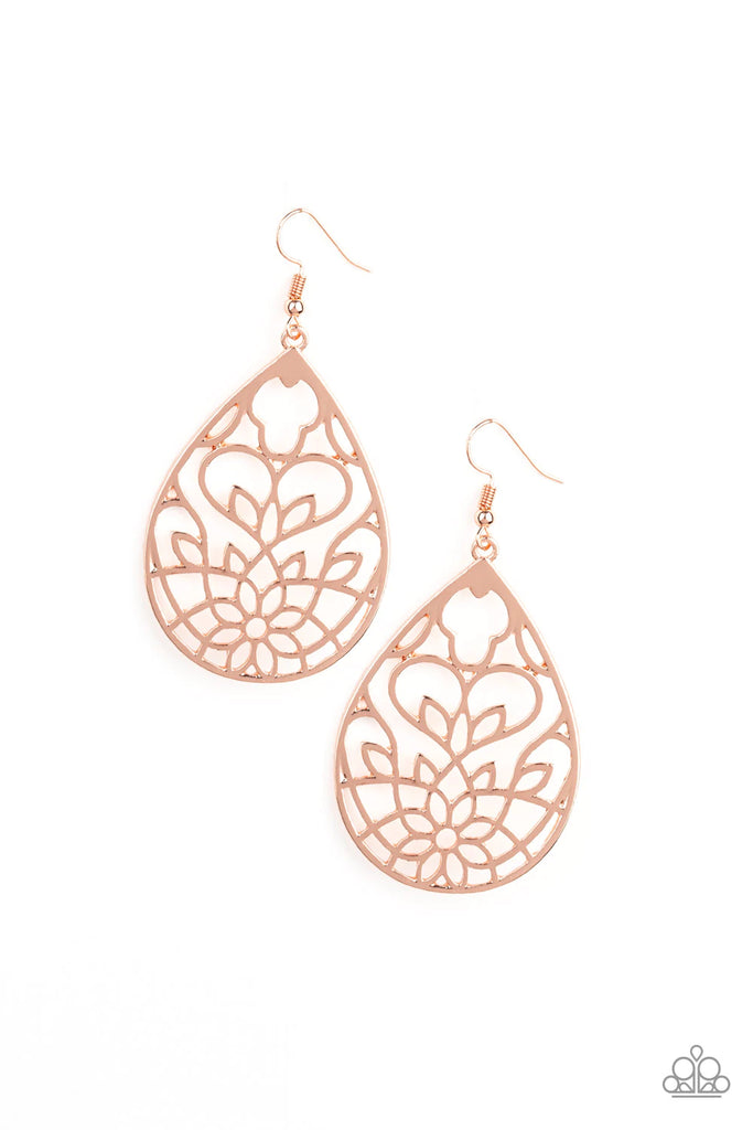 Lovely Lotus - Copper Earring-Paparazzi - The Sassy Sparkle