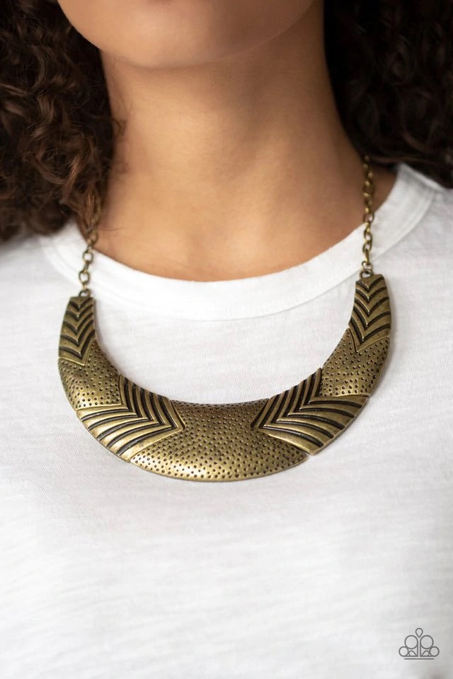 Geographic Goddess - Brass Necklace-Paparazzi