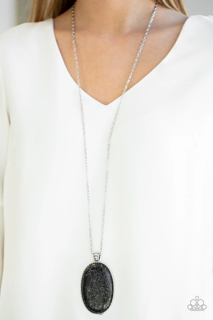 Stone Stampede - Black Stone Necklace-Paparazzi