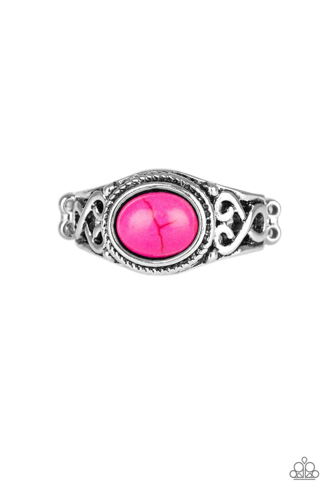 Set In Stone - Pink Stone Ring-Paparazzi - The Sassy Sparkle