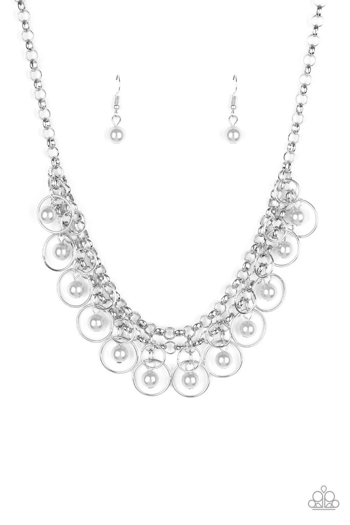 Party Time - Silver Pearls Necklace-Paparazzi - The Sassy Sparkle