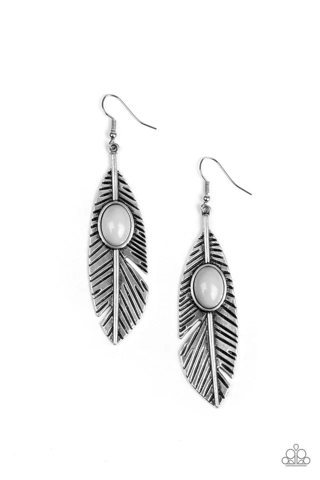 Quill Thrill - Silver Earring-Paparazzi