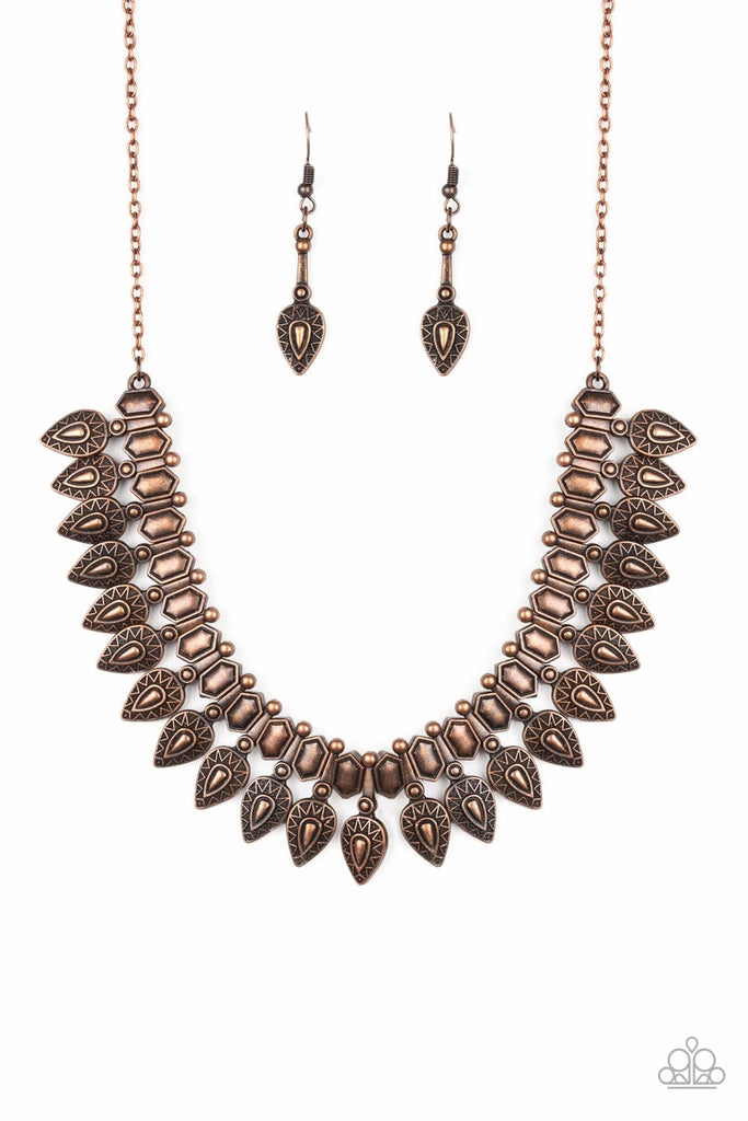 When The Hunter Becomes The Hunted - Copper Necklace-Paparazzi - The Sassy Sparkle