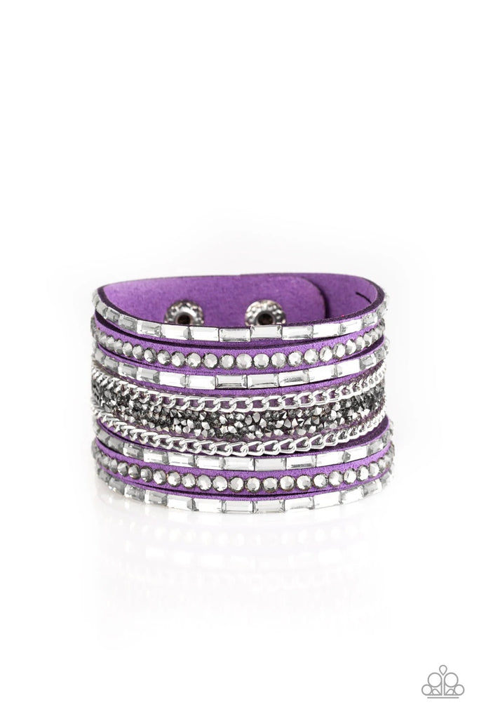 Rhinestone Rumble - Purple Bracelet-Paparazzi - The Sassy Sparkle