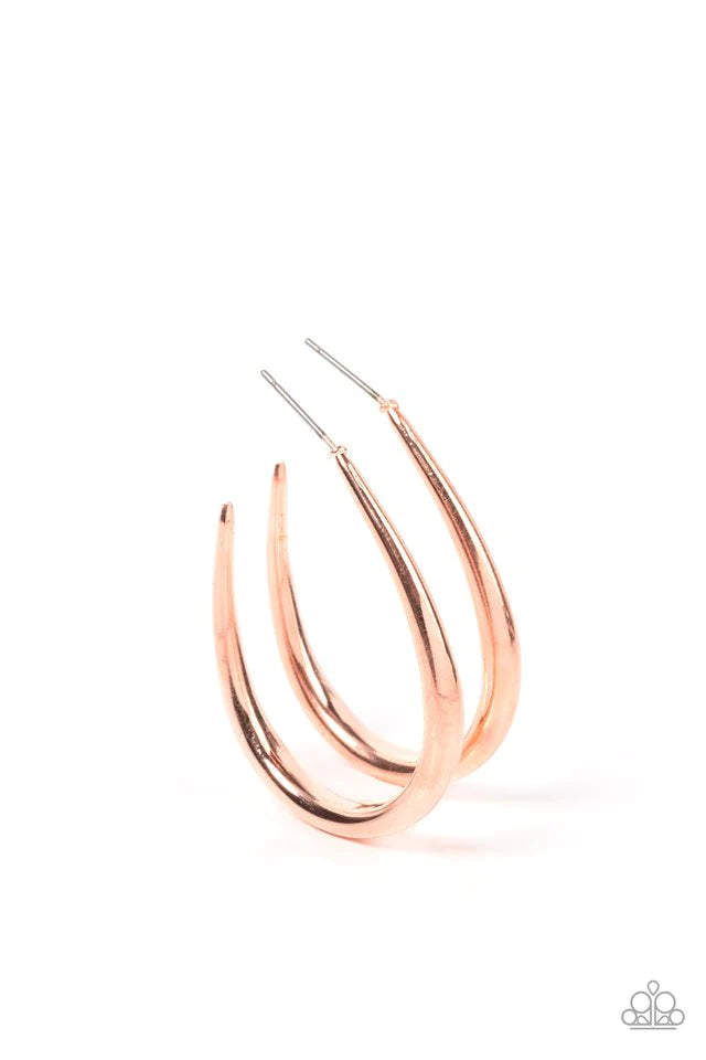 CURVE Your Appetite - Copper Post Hoop Earring-Paparazzi - The Sassy Sparkle