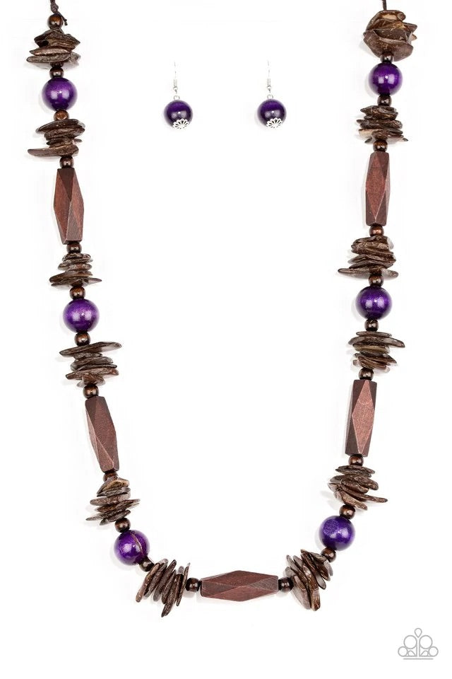 Cozumel Coast - Purple Wood Necklace-Paparazzi - The Sassy Sparkle