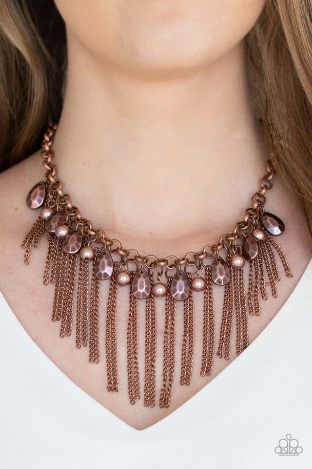 Industrial Intensity - Copper Necklace-Paparazzi