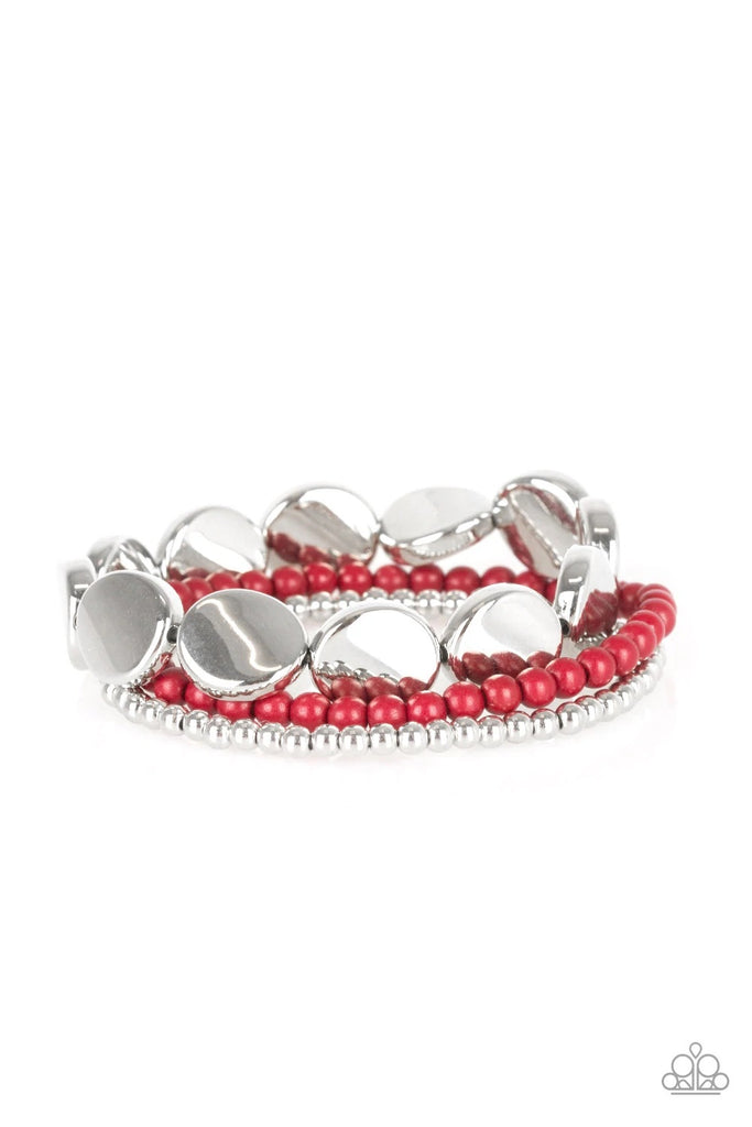 Beyond The Basics - Red Bracelet-Paparazzi - The Sassy Sparkle