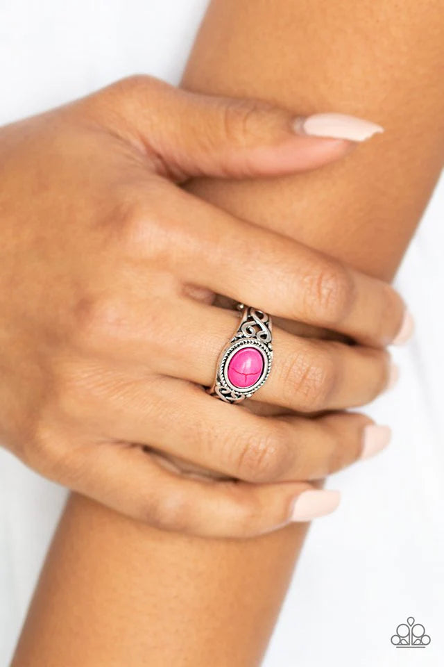 Set In Stone - Pink Stone Ring-Paparazzi - The Sassy Sparkle