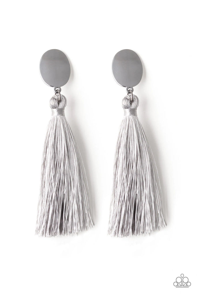 Va Va PLUME - Silver Tassel Post Earring-Paparazzi - The Sassy Sparkle