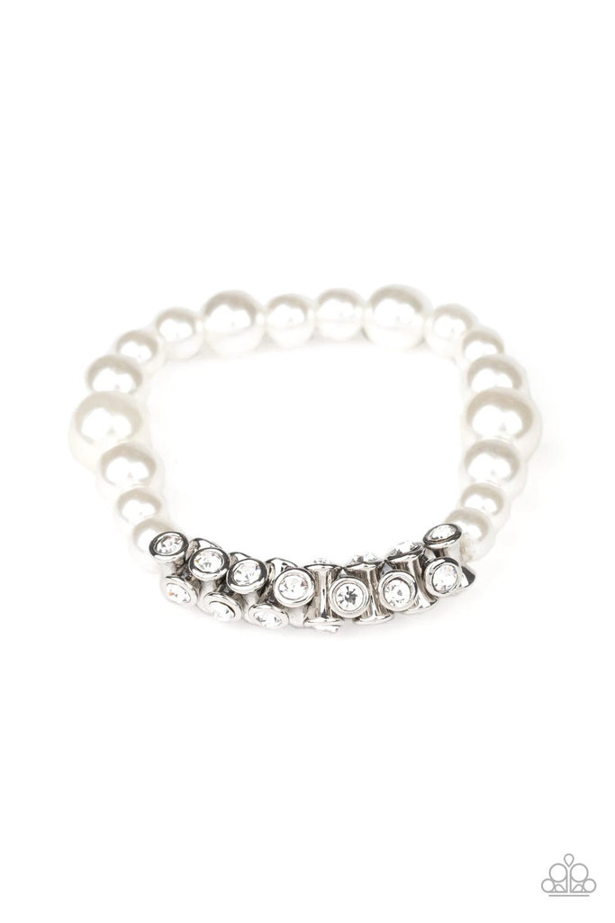 Traffic-Stopping Sparkle - White Bracelet-Paparazzi - The Sassy Sparkle