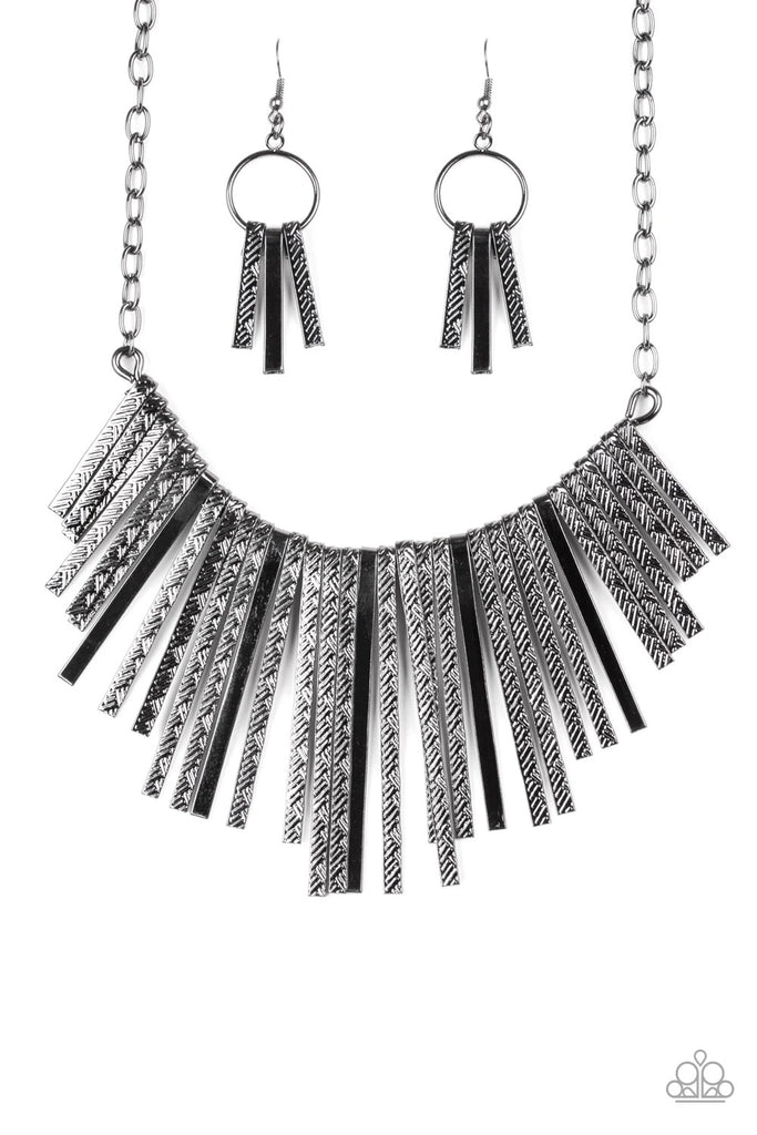 Welcome to the Pack - Black Gunmetal Necklace-Paparazzi - The Sassy Sparkle