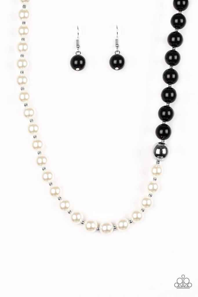 5th Avenue A-Lister - Black White Pearls Necklace-Paparazzi