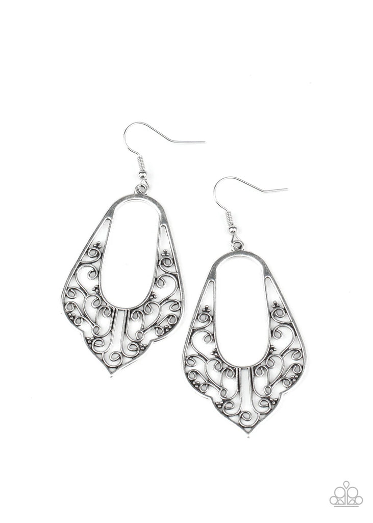 Grapevine Glamour - Silver Earring-Paparazzi