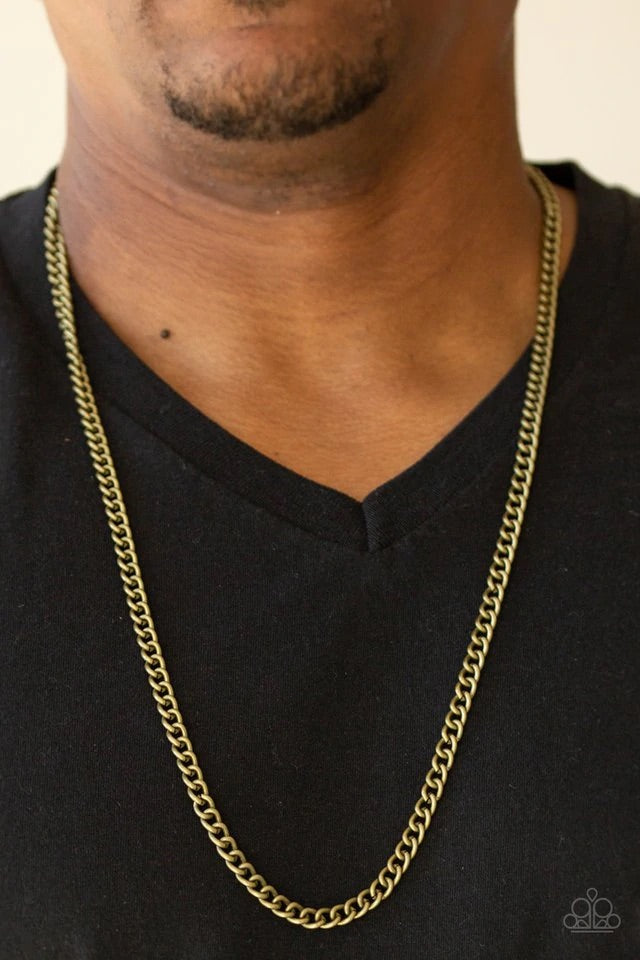 First Rule Of Fight Club - Brass Urban Necklace-Paparazzi