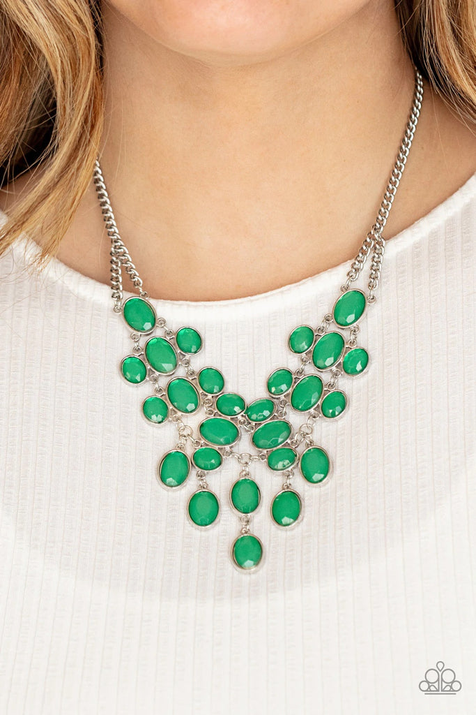 Serene Gleam - Green Necklace-Paparazzi