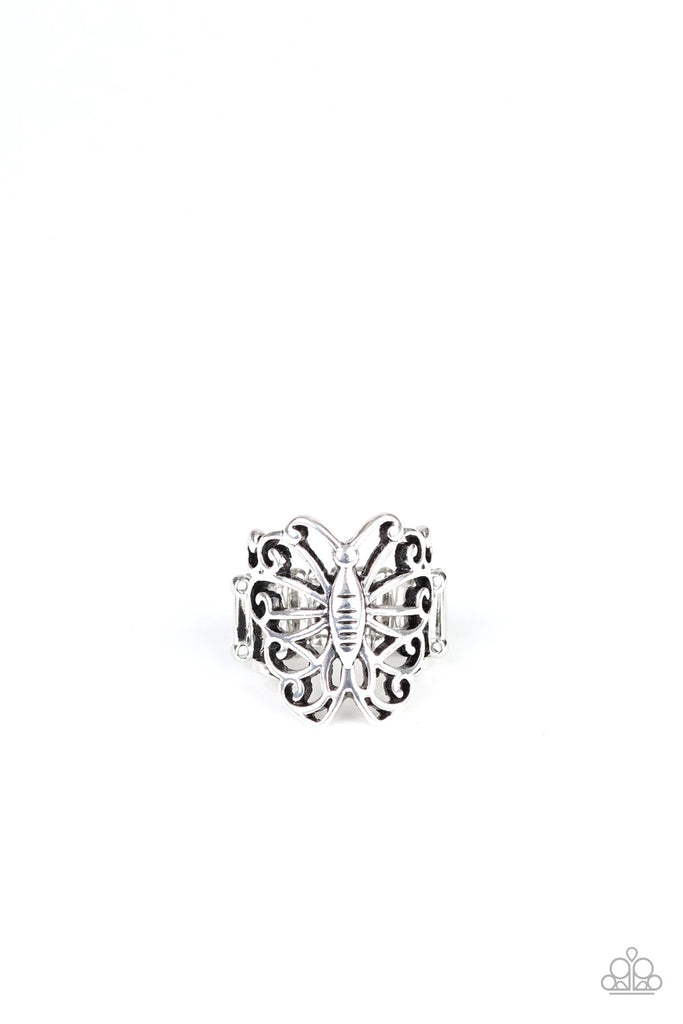 Wouldn’t Hurt a Butterfly - Silver Ring-Paparazzi - The Sassy Sparkle