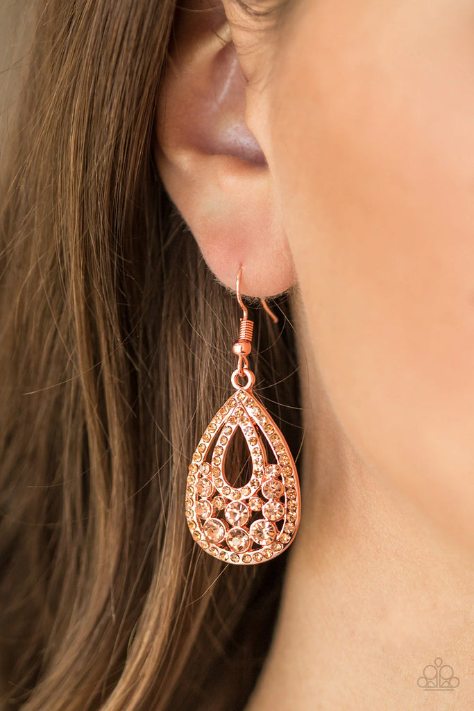 Sparkling Stardom - Copper Earring-Paparazzi