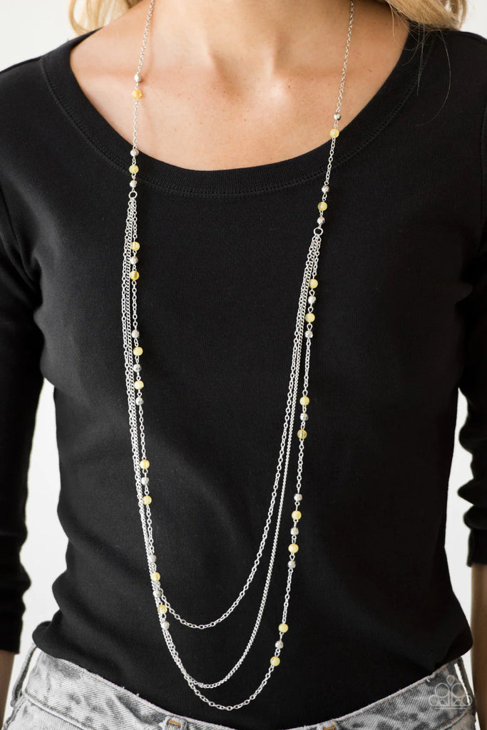 Colorful Cadence - Yellow Necklace-Paparazzi