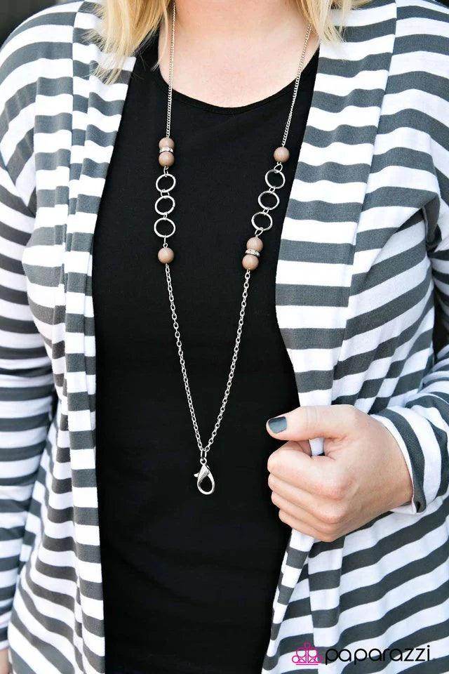 Nine-To-Fiver - Brown Lanyard Necklace-Paparazzi