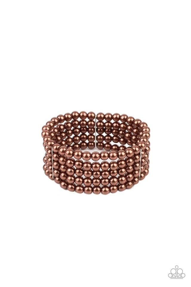 A Pearly Affair - Brown Pearls Bracelet-Paparazzi - The Sassy Sparkle