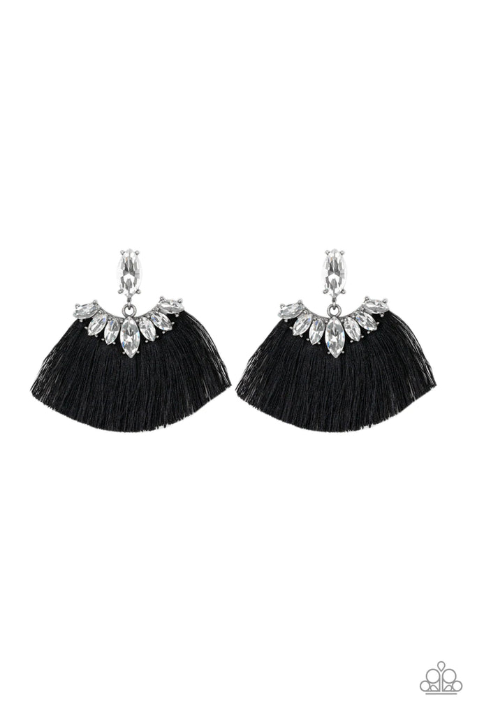 Formal Flair - Black Fringe Post Earring-Paparazzi