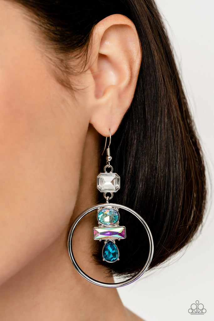 Geometric Glam-Blue Paparazzi Earring - The Sassy Sparkle
