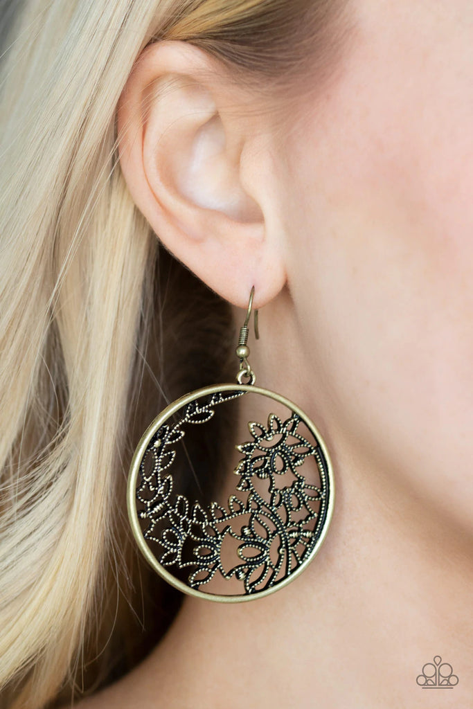 Get Into VINE - Brass Earring-Paparazzi