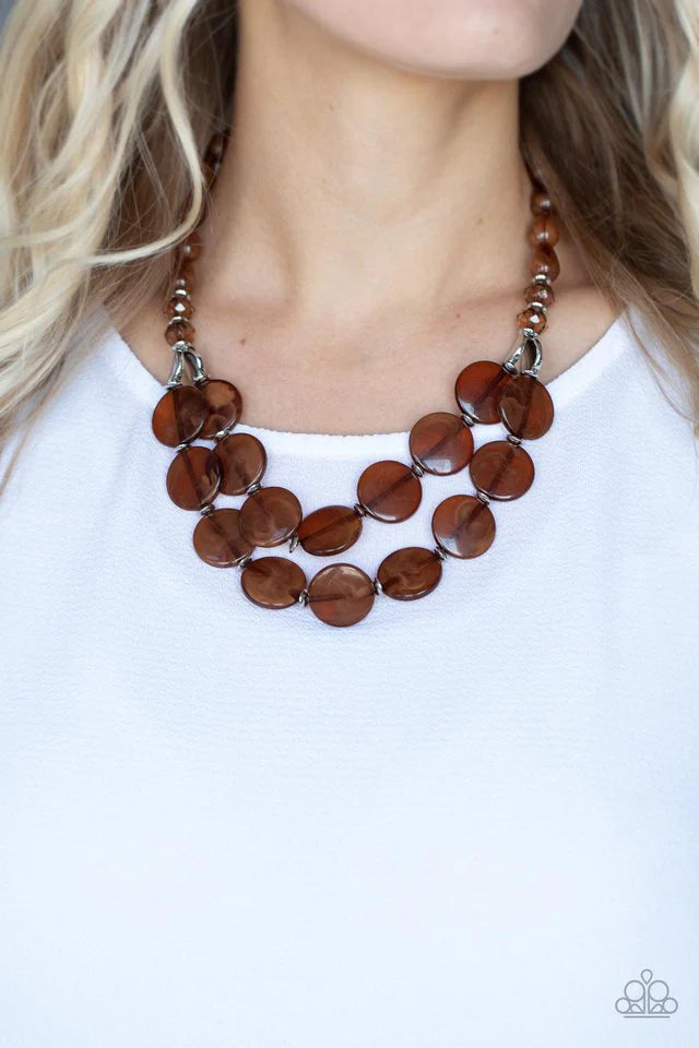 Beach Day Demure - Brown Necklace-Paparazzi
