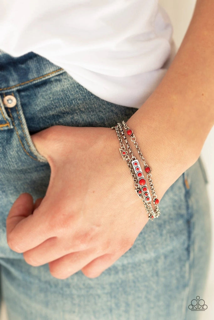 No Means NOMAD - Red Stone Bracelet-Paparazzi