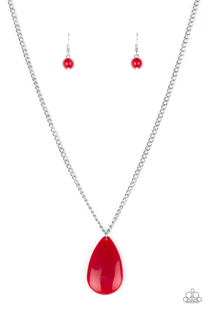 So Pop-YOU-lar - Red Wood Necklace-Paparazzi - The Sassy Sparkle