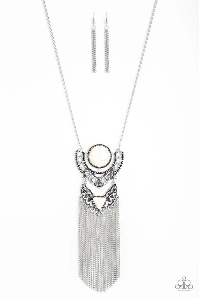 Spirit Trek - White Stone Necklace-Paparazzi