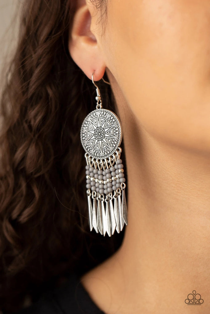 Sun Warrior - Silver Earring-Paparazzi