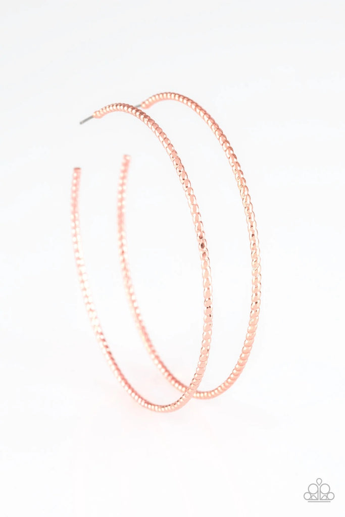 Hooked On Hoops - Copper Hoop Post Earring-Paparazzi - The Sassy Sparkle