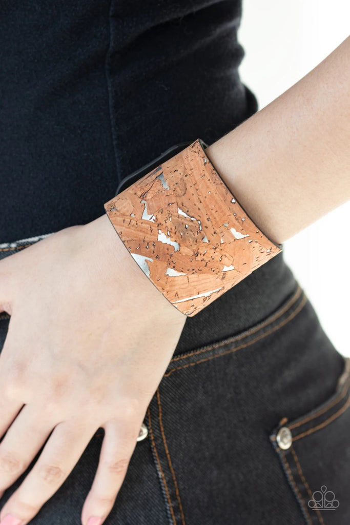 Cork Congo - Silver Cork Urban Bracelet-Paparazzi