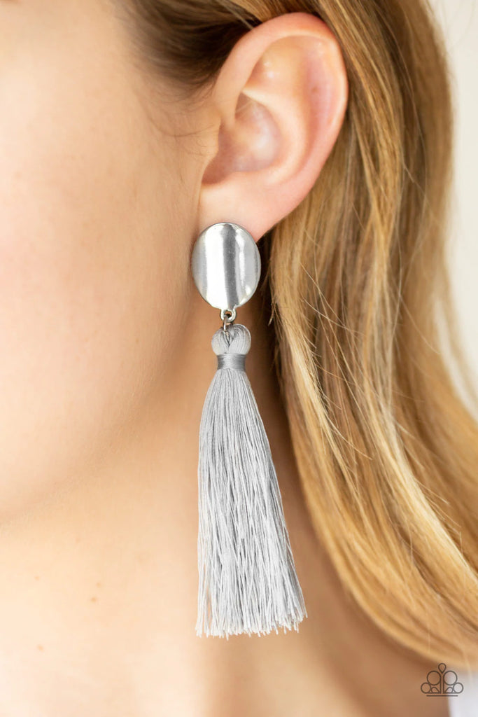 Va Va PLUME - Silver Earring-Paparazzi